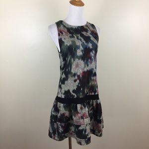 VIA STROZZI Italy Floral Low Waist High Neck Dress